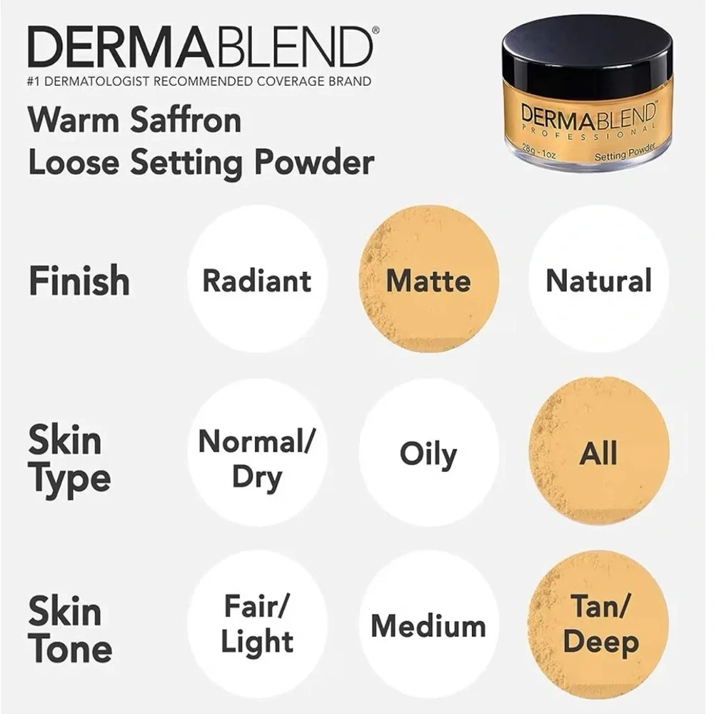Dermablend Loose Setting Powder Warm Saffron Matte Finish  Long Wear Makeup 1 oz